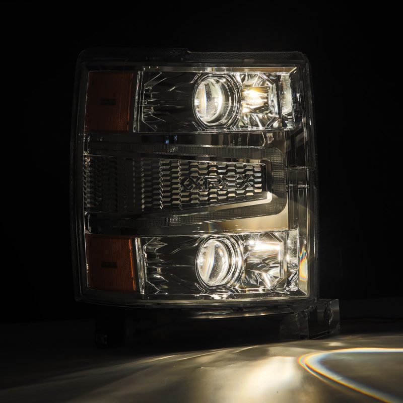 AlphaRex 14-15 Chevy 1500 PRO-Series Projector Headlights Chrome w/Sequential Signal &  DRL - Burkken Auto Parts