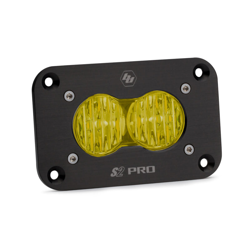 Baja Designs S2 Pro Wide Cornering Pattern Flush Mount LED Light - Amber - Burkken Auto Parts