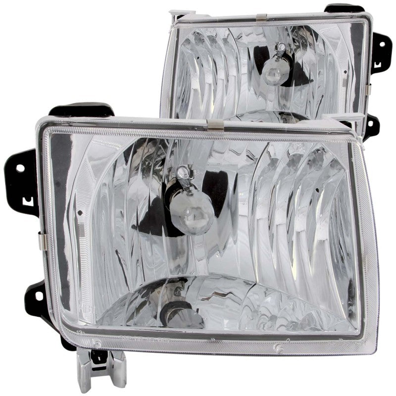 ANZO 1998-2000 Nissan Frontier Crystal Headlights Chrome - Burkken Auto Parts