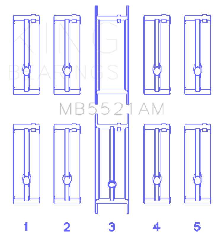 King Engine Bearings Chrysler 2.2 (Size +0.50mm) Main Bearing Set - Burkken Auto Parts