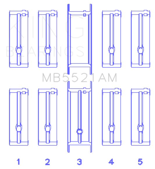 King Engine Bearings Chrysler 2.2 (Size +0.50mm) Main Bearing Set - Burkken Auto Parts