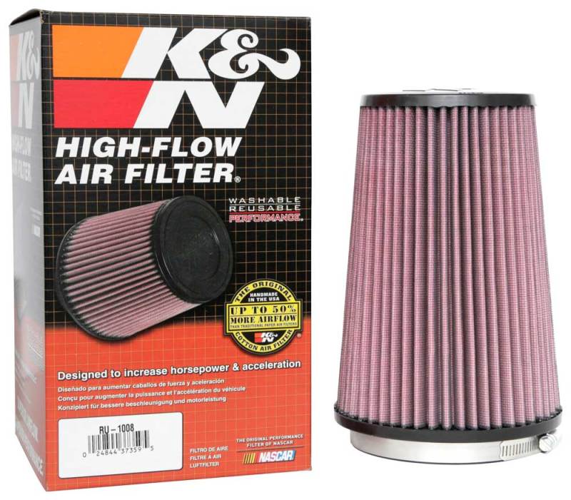 K&N Universal Clamp-On Air Filter 4-1/2in FLG / 5-7/8in B / 4-1/2in T / 8-3/8in H - Burkken Auto Parts