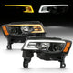 ANZO 2017-2018 Jeep Grand Cherokee Projector Headlights w/ Plank Style Switchback - Black w/ Amber - Burkken Auto Parts