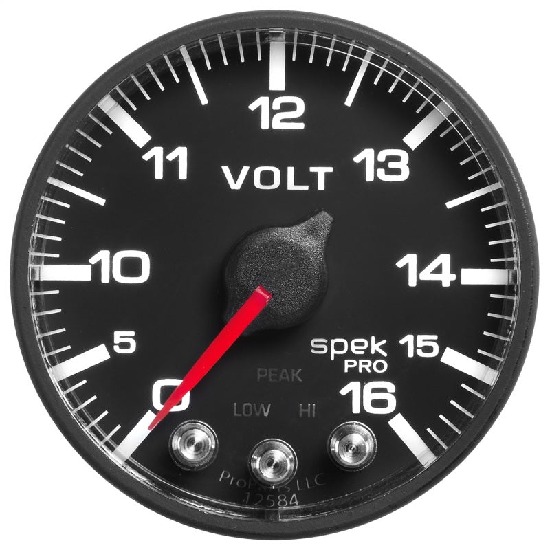 AutoMeter Gauge Voltmeter 2-1/16in. 16V Stepper Motor W/Peak & Warn Blk/Blk Spek-Pro - Burkken Auto Parts