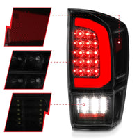 ANZO 16-21 Toyota Tacoma LED Tail Lights - w/ Light Bar Sequential Black Housing & Smoke Lens - Burkken Auto Parts