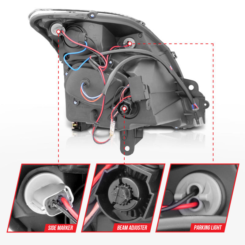 ANZO 2007-2012 Nissan Sentra Projector Headlights Black - Burkken Auto Parts