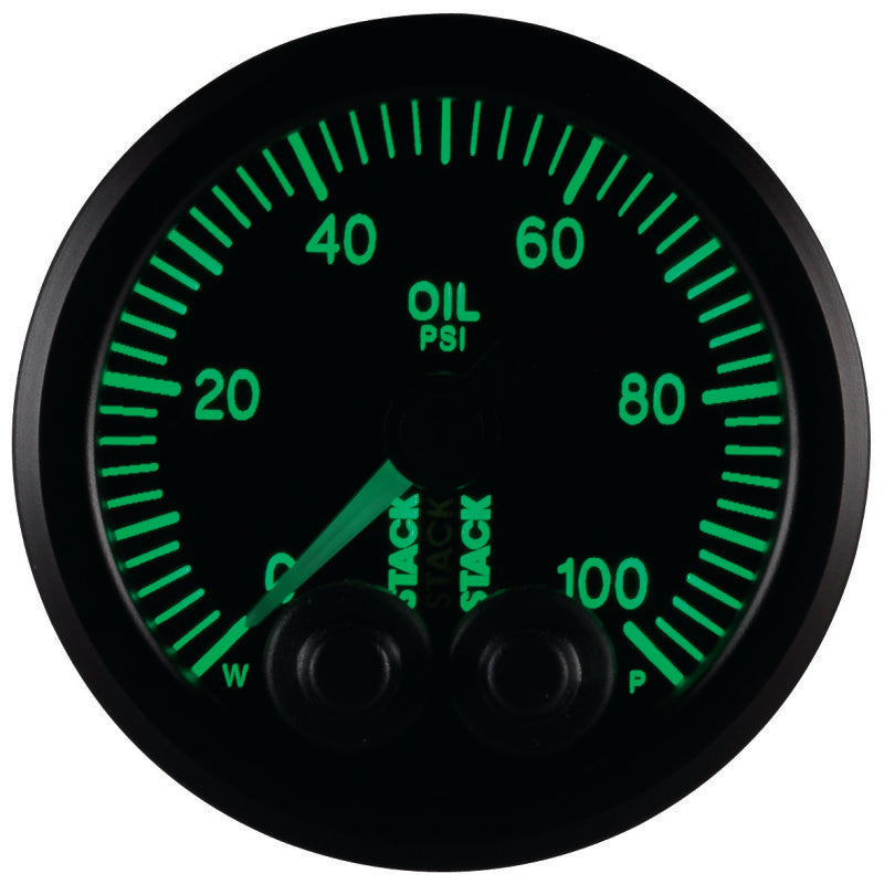 Autometer Stack Instruments Pro Control 52mm 0-100 PSI Oil Pressure Gauge - Black (1/8in NPTF Male) - Burkken Auto Parts