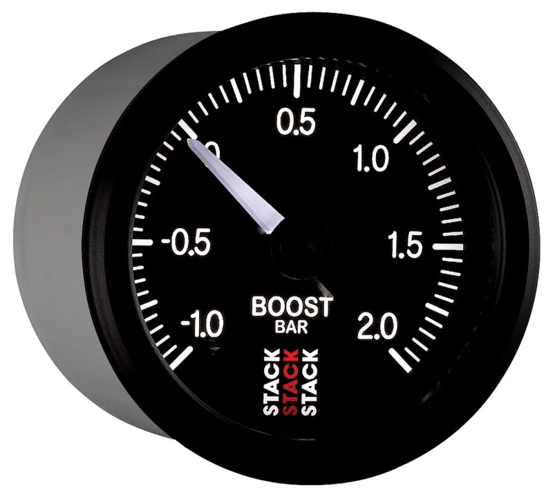 Autometer Stack 52mm -1 to +2 Bar (Incl T-Fitting) Pro Stepper Motor Boost Pressure Gauge - Black - Burkken Auto Parts