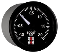 Autometer Stack 52mm -1 to +2 Bar (Incl T-Fitting) Pro Stepper Motor Boost Pressure Gauge - Black - Burkken Auto Parts