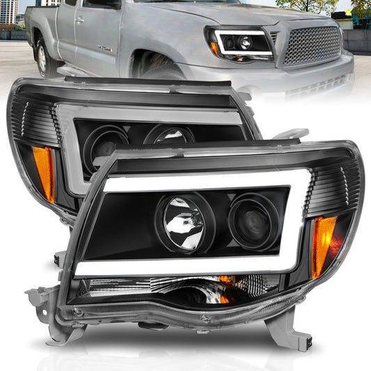 ANZO 05-09 Toyota Tacoma Projector Light Bar Style Headlights w/ C Light Bar - Burkken Auto Parts