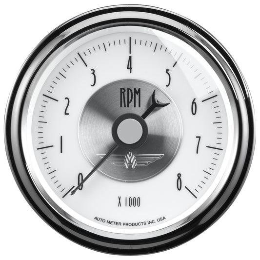 Autometer Prestige Pearl Series - Tachometer 3 3/8in 8K RPM In-Dash - Burkken Auto Parts