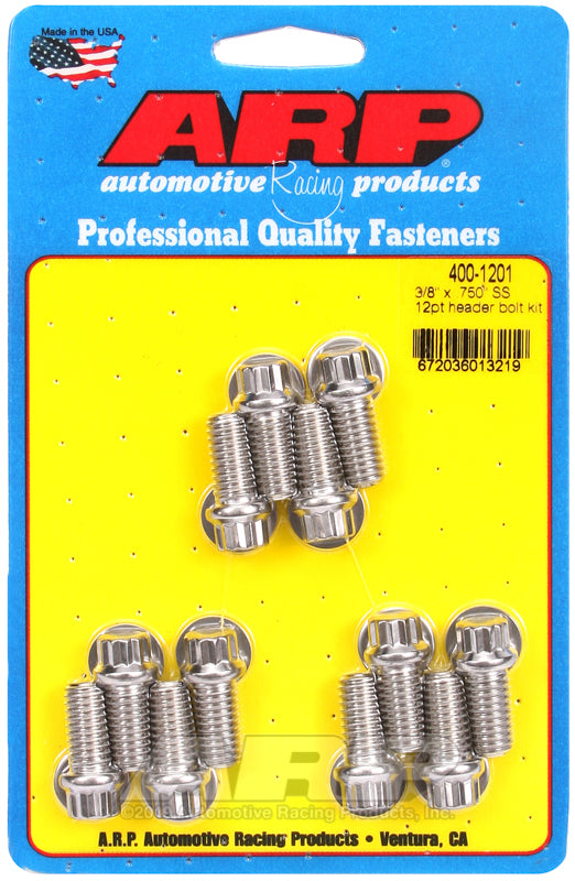 ARP 3/8 x .750 SS 12pt Header Bolt Kit - Burkken Auto Parts