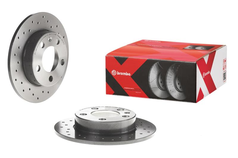 Brembo 12-18 VW GTI/16-18 Audi A3 Sportback e-tron Rear Premium Xtra Cross Drilled UV Coated Rotor - Burkken Auto Parts