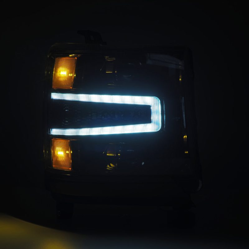 AlphaRex 16-18 Chevy 1500HD LUXX LED Proj Headlights Alpha-BK w/Seq Atv Lgt / SeqSig (Req PN 810023) - Burkken Auto Parts