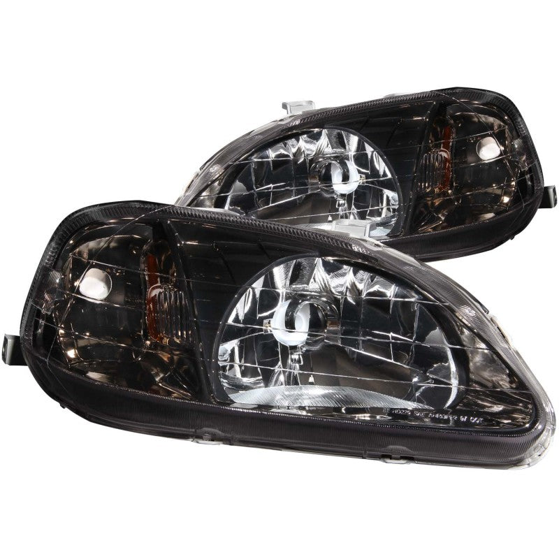 ANZO 1999-2000 Honda Civic Crystal Headlights Gun-Metal Gray - Burkken Auto Parts