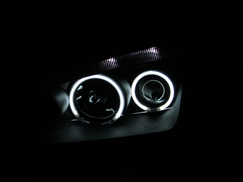 ANZO 2005-2007 Ford Focus Projector Headlights w/ Halo Black - Burkken Auto Parts