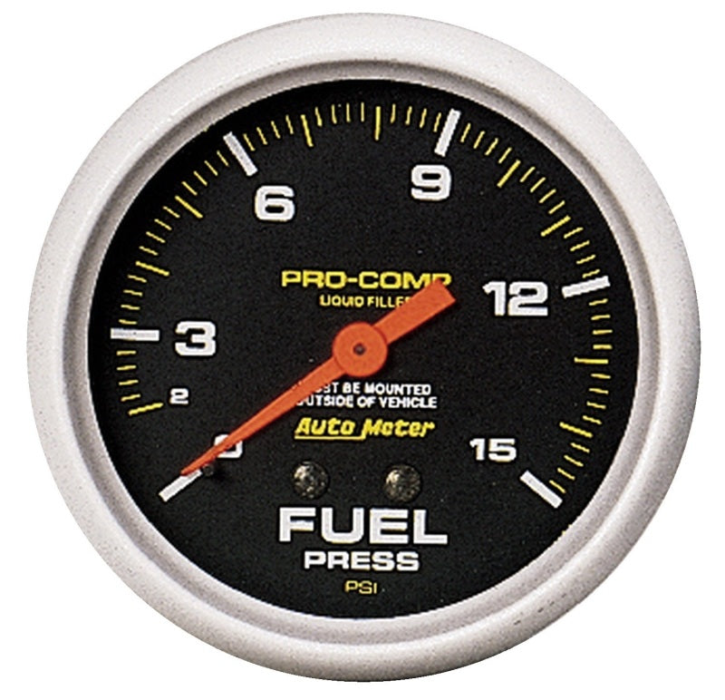 Autometer Liquid Filled Mechanical 66.7mm 0-15 PSI Fuel Pressure Gauge - Burkken Auto Parts