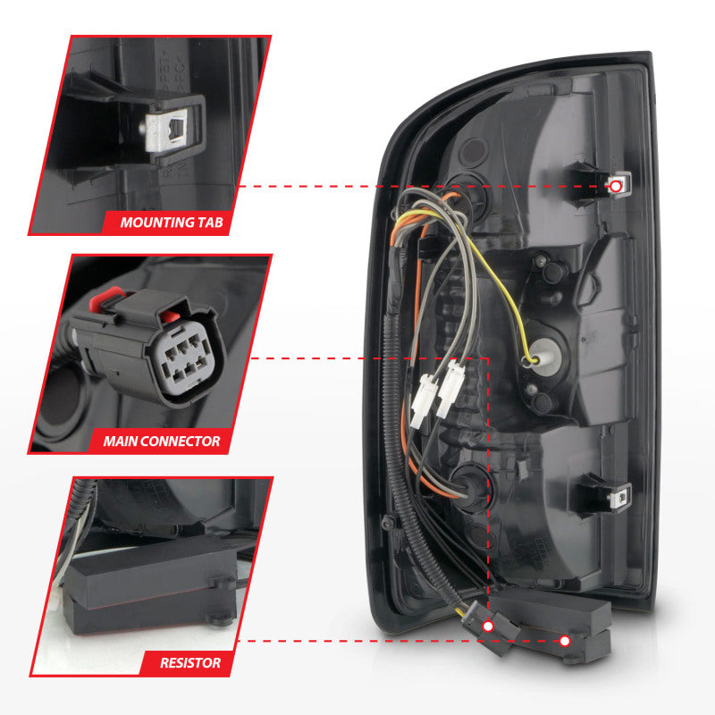 ANZO 15-21 GMC Canyon Full LED Taillights w/ Red Lightbar Black Housing/Clear Lens - Burkken Auto Parts