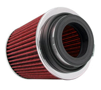 K&N Universal Air Filter Chrome Round Tapered Red - 4in ID x 1.125in L x 5.5in H (Multi Lingual) - Burkken Auto Parts