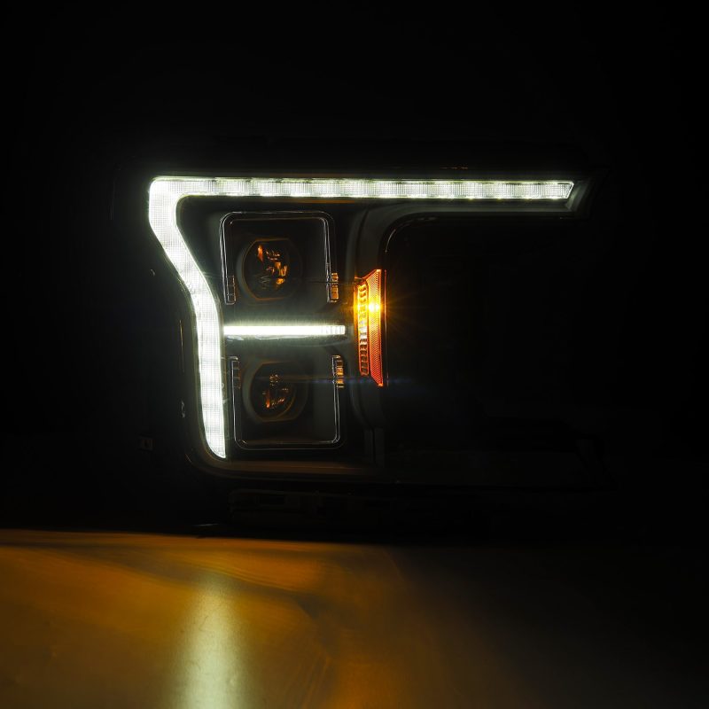 AlphaRex 18-21 Ford F150 PRO-Series Projector Headlights - Black w/DRL & Seq Signal - Burkken Auto Parts