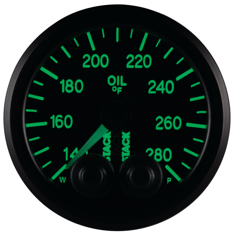 Autometer Stack Instruments 52mm 140-280 Deg F 1/8in NPTF Male Pro Control Oil Temp Gauge - Black - Burkken Auto Parts