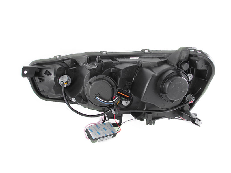 ANZO 2008-2015 Mitsubishi Lancer Projector Headlights w/ Halo Black (CCFL) - Burkken Auto Parts