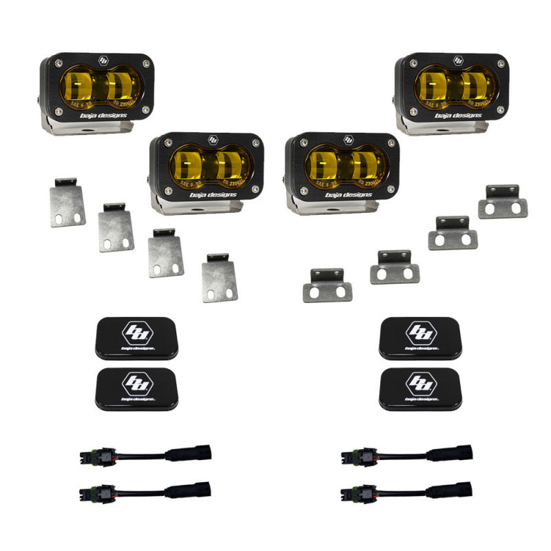 Baja Designs 21-22 Ford F-150 Raptor S2 SAE Dual Fog Pocket Light Kit - Amber - Burkken Auto Parts