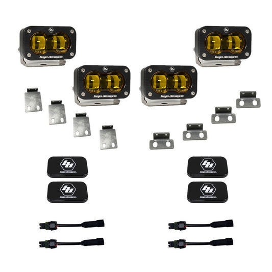 Baja Designs 21-22 Ford F-150 Raptor S2 SAE Dual Fog Pocket Light Kit - Amber - Burkken Auto Parts