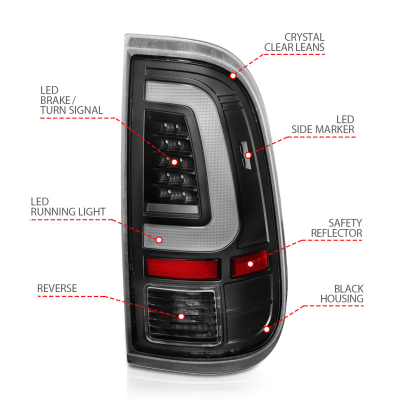 ANZO 2008-2016 Ford F-250 LED Taillights Black Housing Clear Lens (Pair) - Burkken Auto Parts