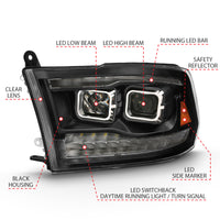 ANZO 2009-2018 Dodge Ram 1500 Projector H.L. Switchback Chrome Amber - Burkken Auto Parts