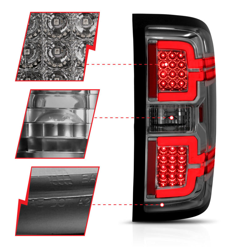 ANZO 2014-2018 Chevy Silverado 1500 LED Taillights Smoke - Burkken Auto Parts
