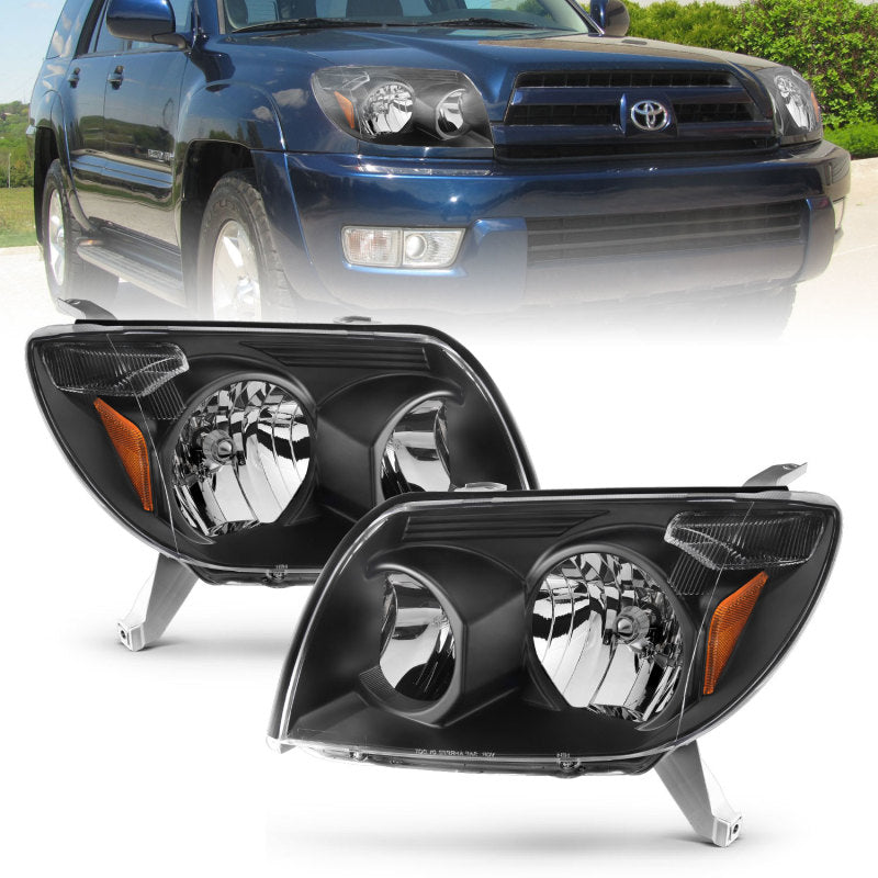 ANZO 2003-2005 Toyota 4Runner Crystal Headlights Black - Burkken Auto Parts