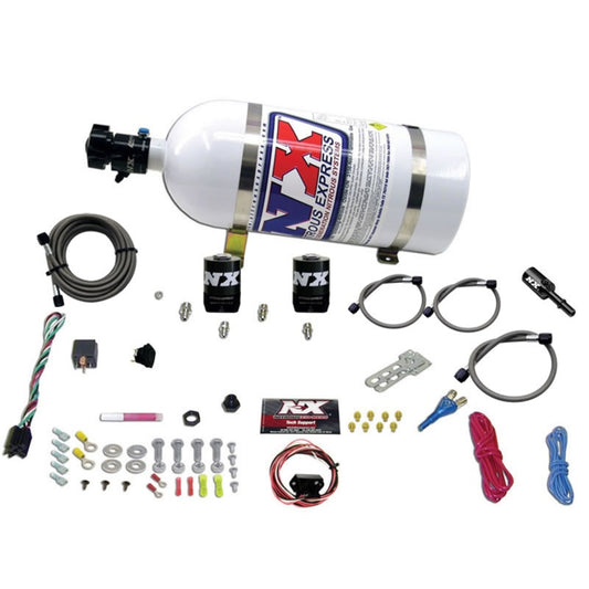 Nitrous Express 11-15 Ford Mustang GT 5.0L Coyote Single Nozzle Nitrous Kit (35-150HP) w/10lb Bottle - Burkken Auto Parts