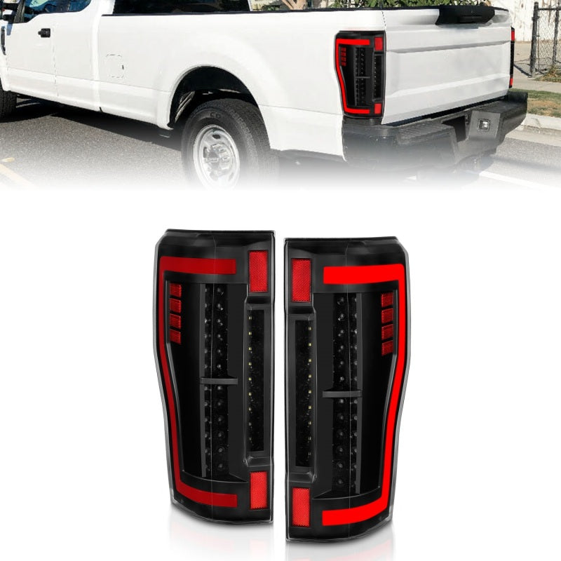 ANZO 2017+ Ford F-250 LED Taillights - Black/Clear - Burkken Auto Parts