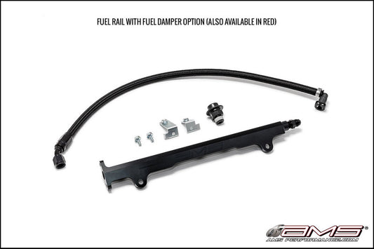 AMS Performance 08-15 Mitsubishi EVO X CNC Machined Aluminum Fuel Rail w/Pulsation Dampener - Black - Burkken Auto Parts