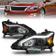 ANZO 13-15 Nissan Altima (w/o Factory HID Bulbs) Projector Headlights - w/ Light Bar Black Housing - Burkken Auto Parts
