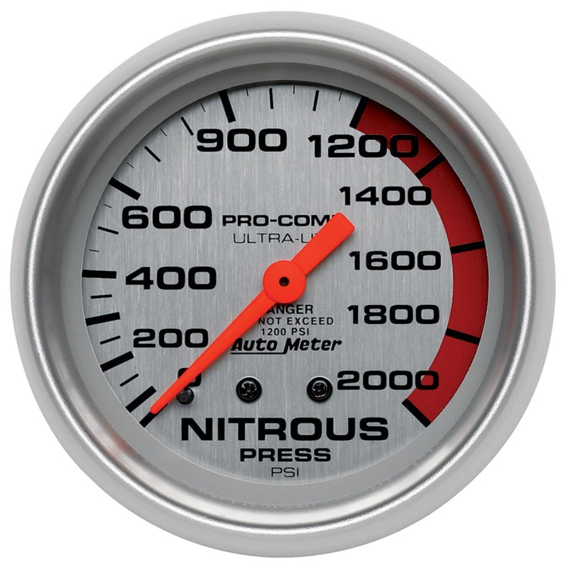 AutoMeter Gauge Nitrous Pressure 2-5/8in. 2000PSI Mechanical Ultra-Lite - Burkken Auto Parts