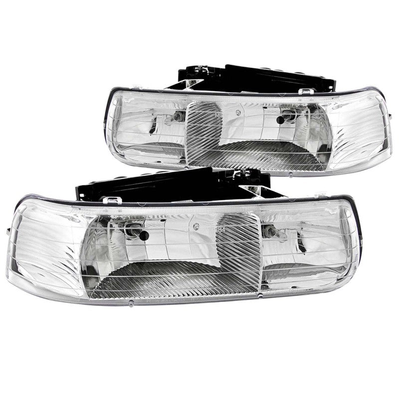 ANZO 1999-2002 Chevrolet Silverado 1500 Crystal Headlights Chrome - Burkken Auto Parts