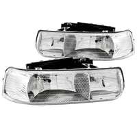 ANZO 1999-2002 Chevrolet Silverado 1500 Crystal Headlights Chrome - Burkken Auto Parts