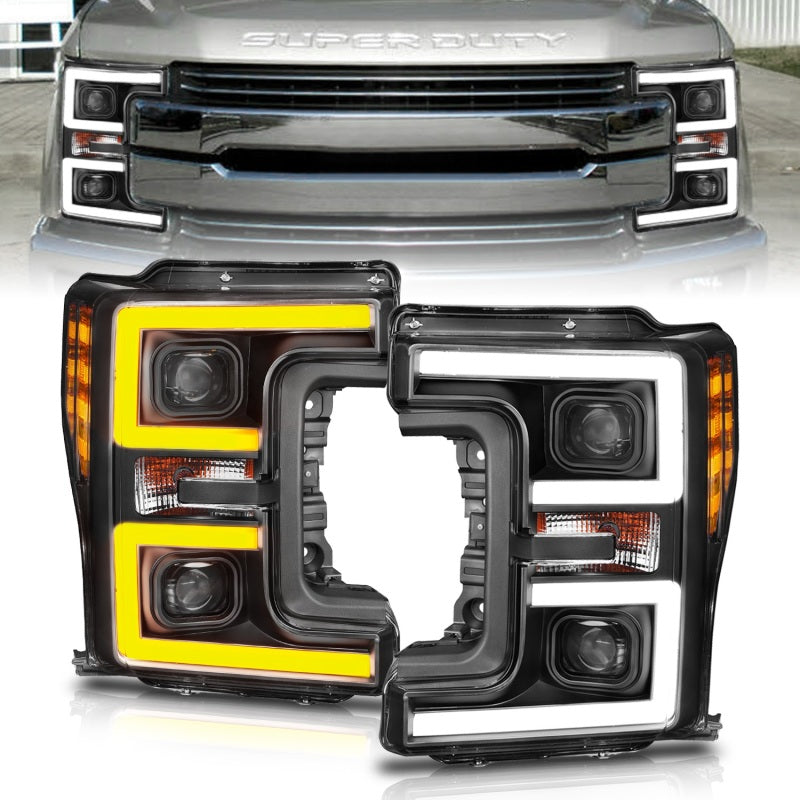 ANZO LED Headlights 17-18 Ford F-250 Super Duty Plank-Style L.E.D. Headlight Black (Pair) - Burkken Auto Parts