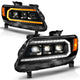 ANZO 15-22 Chevy Colorado Blk Housing Full LED DRL Projector Headlight w/ Sequential Light Bar - Burkken Auto Parts