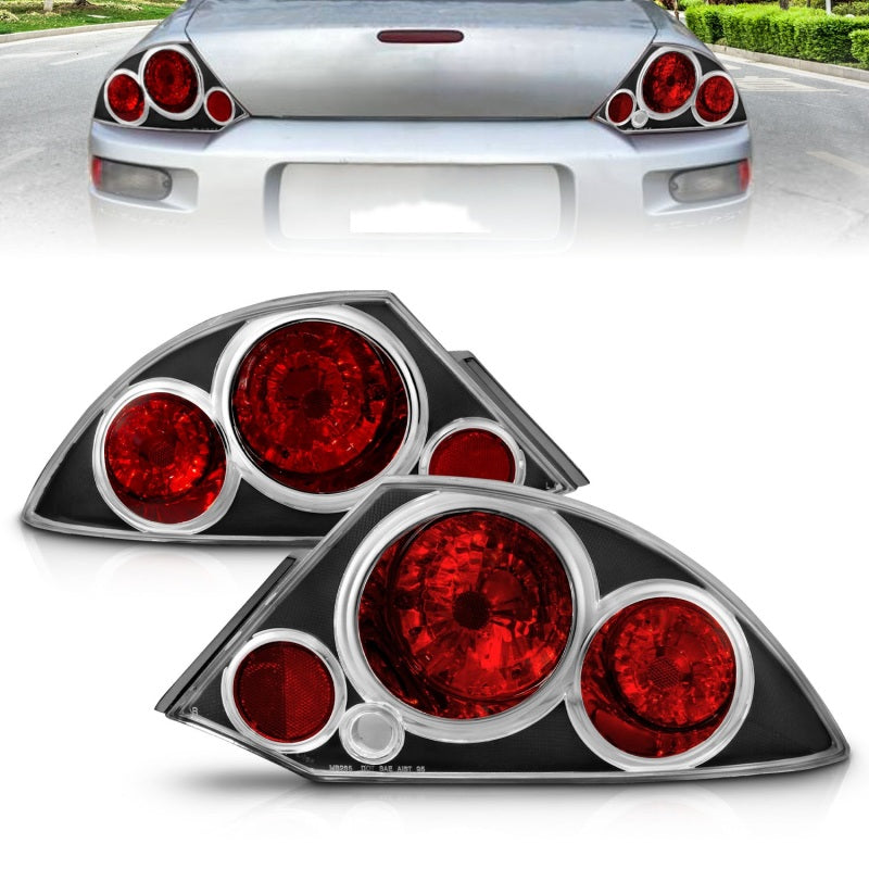 ANZO 2000-2005 Mitsubishi Eclipse Taillights Black - Burkken Auto Parts