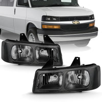 ANZO 2003-2017 Chevy Express Crystal Headlight Black - Burkken Auto Parts