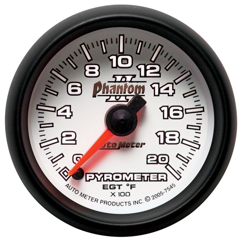 Autometer Phantom II 52.4mm Full Sweep Electronic 0-2000 Def F EGT/Pyrometer Gauge - Burkken Auto Parts