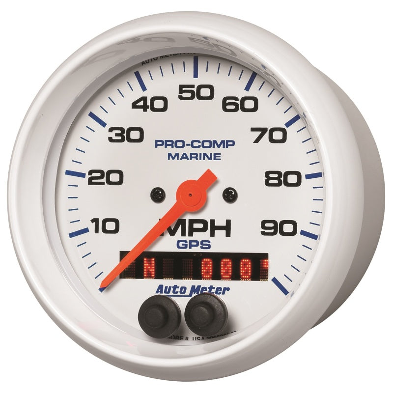 Autometer Gauge GPS Speedometer 3-3/8in 100 MPH Marine White Gauge - Burkken Auto Parts