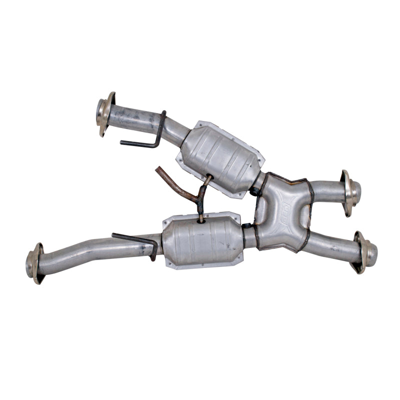 BBK 79-93 Mustang 5.0 Short Mid X Pipe w Catalytic Converters 2-1/2 For Automatic Long Tube Headers - Burkken Auto Parts