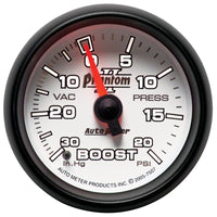 Autometer Phantom II 52.4mm Mechanical Vacuum / Boost Gauge 30 In. HG/20 PSI - Burkken Auto Parts