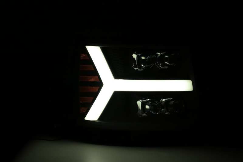 AlphaRex 07-13 Chevy 1500HD(NewBody) NOVA LED Proj Headlight Plank Sty Glos Blk w/Activ Lite/Seq Sig - Burkken Auto Parts