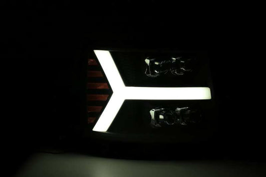 AlphaRex 07-13 Chevy 1500HD(NewBody) NOVA LED Proj Headlight Plank Sty Glos Blk w/Activ Lite/Seq Sig - Burkken Auto Parts
