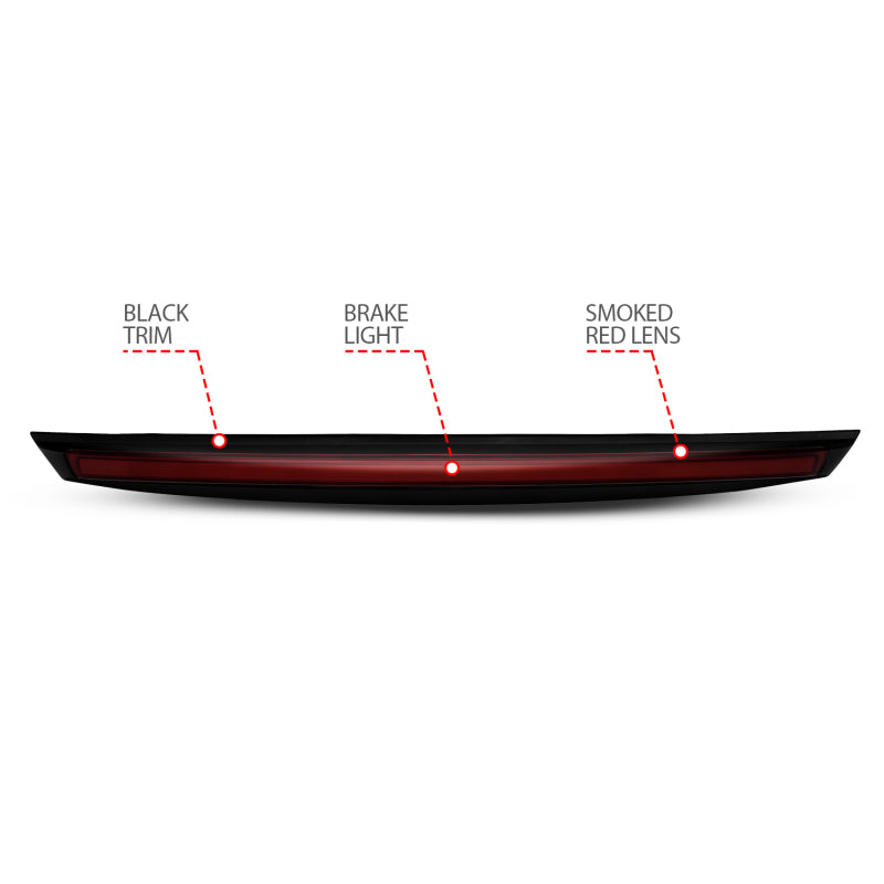 ANZO 2007-2014 Chevrolet Suburban 1500 LED 3rd Brake Light Black Housing Smoke Lens w/ Spoiler 1pc - Burkken Auto Parts